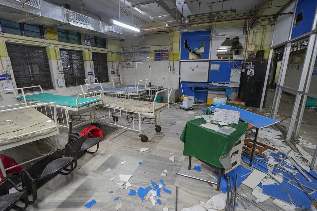 PTI : The vandalised RG Kar Medical College & Hospital in Kolkata